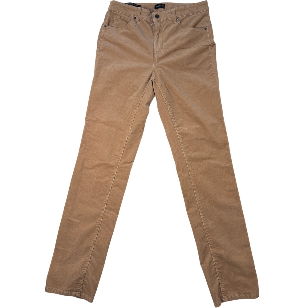 Talbots Corduroy Straight Leg Women's Pant 6 Long Stretch 5-Pocket Tan‎